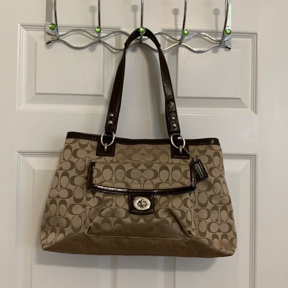 Coach Signature Brown and Tan Tote Bag